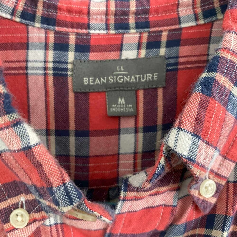 LL Bean Signature 100% Cotton Plaid Button Down Shirt Size M